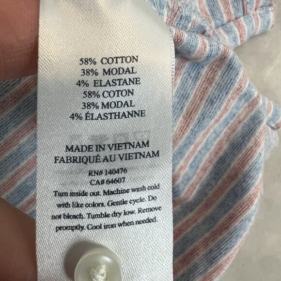 Faherty Shirt Mens XXL Blue Red Striped Movement Polo Stretch Performance Preppy - Picture 7 of 10